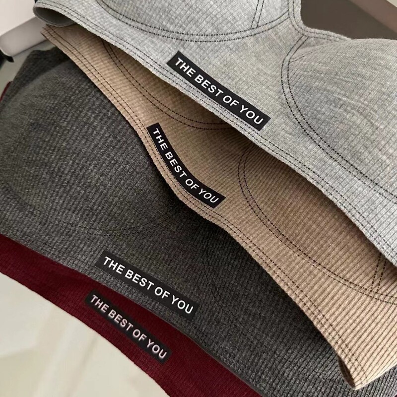 Designer 3D line carving technology underwear American triangle cup deep V letter logo sports warm muscle sanding bra