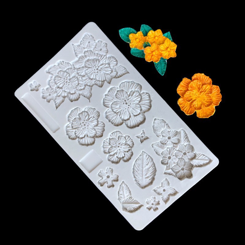 Fondant Hortensia flor de Jazmín molde de silicona alivio pequeña flor hoja planta Mori molde de silicona decorativo en stock