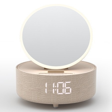 Cargador inalámbrico multifuncional de teléfono móvil de carga rápida Bluetooth sonido lámpara de noche reloj despertador lámpara de escritorio espejo de maquillaje festival