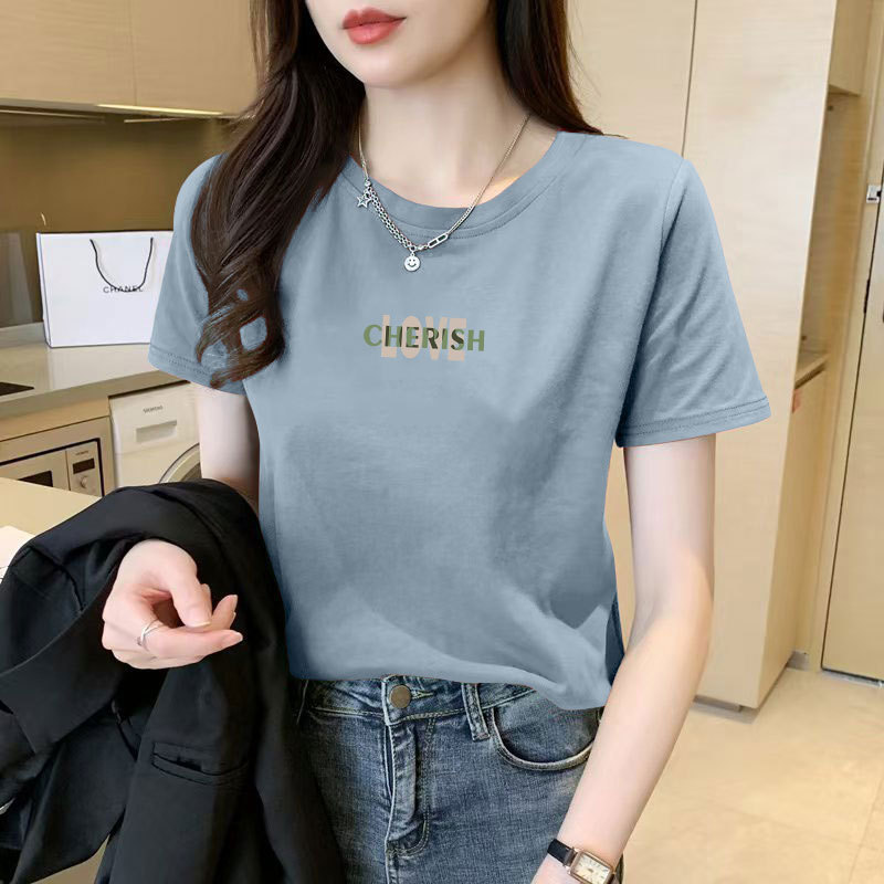 纯棉短袖T恤女新款夏季洋气百搭半袖宽松显瘦大码上衣女ins潮|undefined