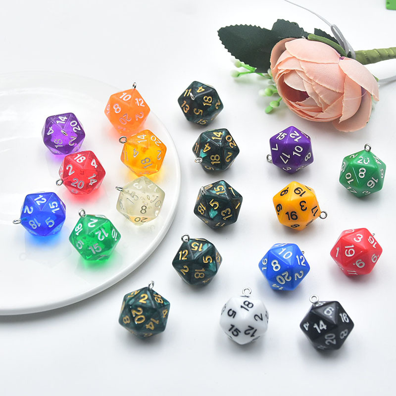 Acrylic real color dice 20 cut transparent sieve color earrings keychain pendant diy jewelry accessories