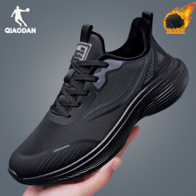 乔丹男鞋2025防水跑步休闲鞋加绒轻便黑色秋冬皮面运动鞋公路跑步