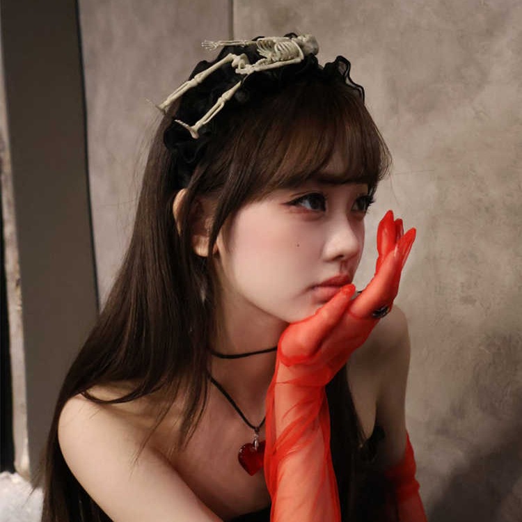 해골 골격 할로윈 머리띠 암흑풍 머리장식 코스프레 로리타 망령 뱀파이어 레이스 머리띠