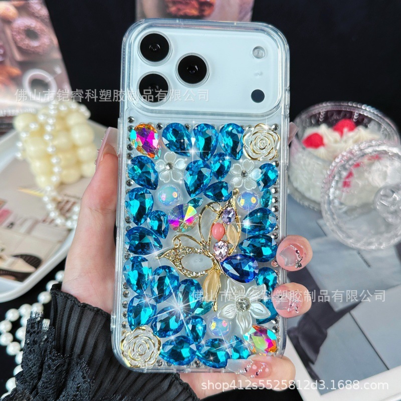 适用于苹果iPhone17手机壳17ProMax水晶闪钻16pro轻奢风ins风点钻|undefined