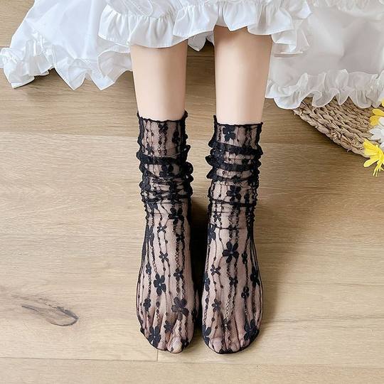 Socks women Lolita lace stockings lace Mary Jane tube socks white mesh hollow pile socks wholesale