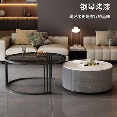 zsr2023 trendy minimalist modern slate coffee table for living room home use small apartment tea table lightweight luxury round tea table