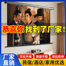【源头工厂】窗帘式伸缩幕手拉抗光增益投影仪白天家用办公投影幕