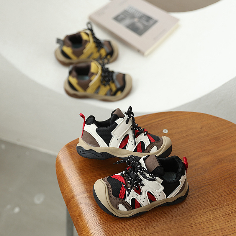 Children's Outdoor Leather Shoes 2025 Autum 1-6 Years Old Kidsren's Shoes Fashionable Splicing Breathable Toe-Toe Sports Shoes for Boys and Girls