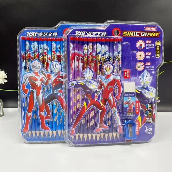 Ultra, Ultraman Tiga, pencil with finger grooves, set, 12 pieces