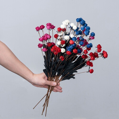 Cross-border foreign trade 15-head PE small rose foam artificial flowers wholesale fake flowers wedding home decoration MW09902