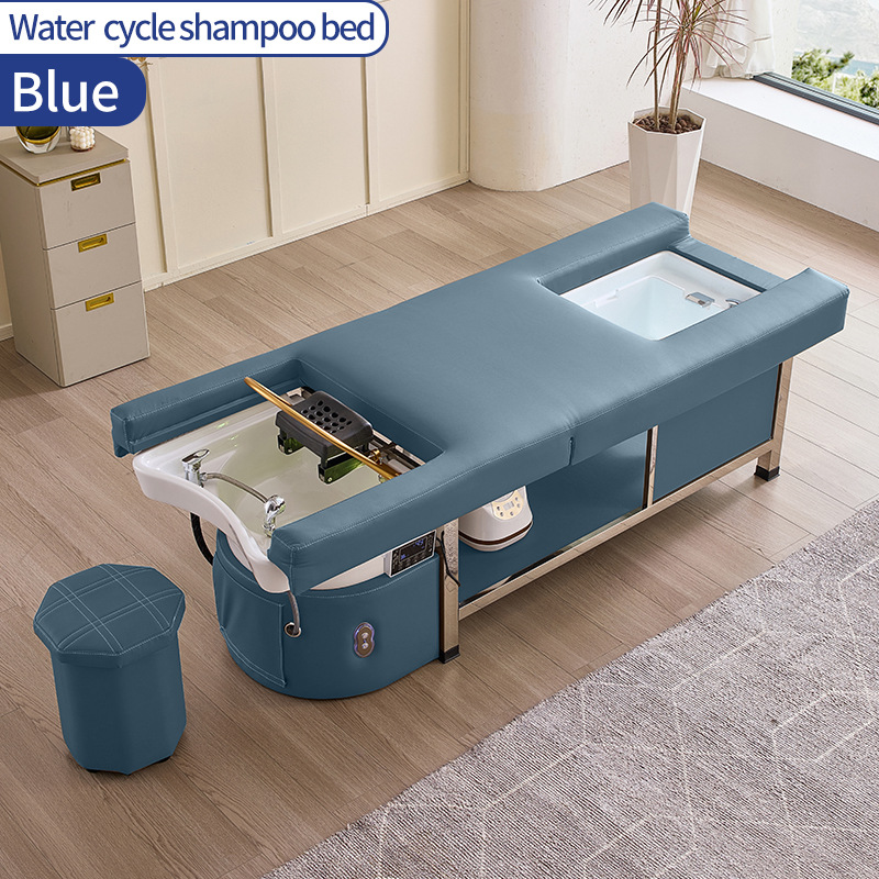Cama eléctrica elevadora multifuncional para salón de belleza, cama de lavado de cabello, cama de masaje para terapia de cabeza, cama de masaje y cama de fumigación para circulación de agua
