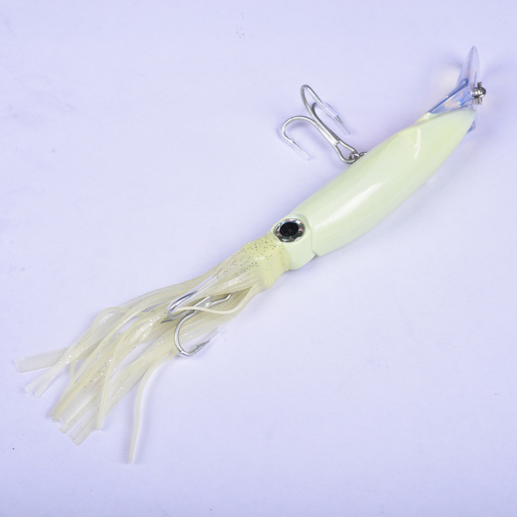 Aomeiter Squid Skirts Hard Fishing Lures, Lifelike Swimbait Octopus Bait with 2 Treble Minnow Hooks