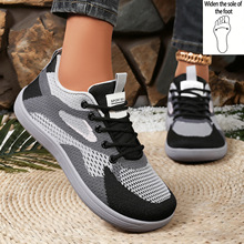 鞋子女春季跨境女鞋轻便飞织休闲鞋不挤脚不累脚宽头鞋宽楦健步鞋