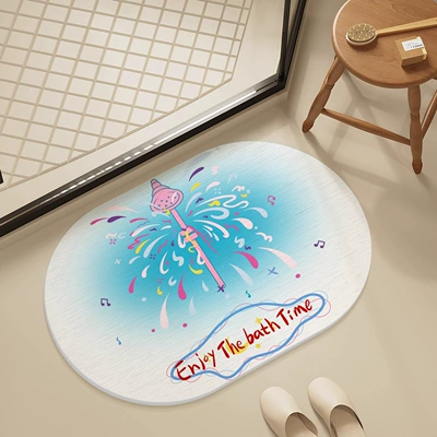 Avtomobil döşəmə paspasları — Carpet Bathroom Non-Slip Foot Mat - shower-note-type-b-oval-white-bottom-396009cm