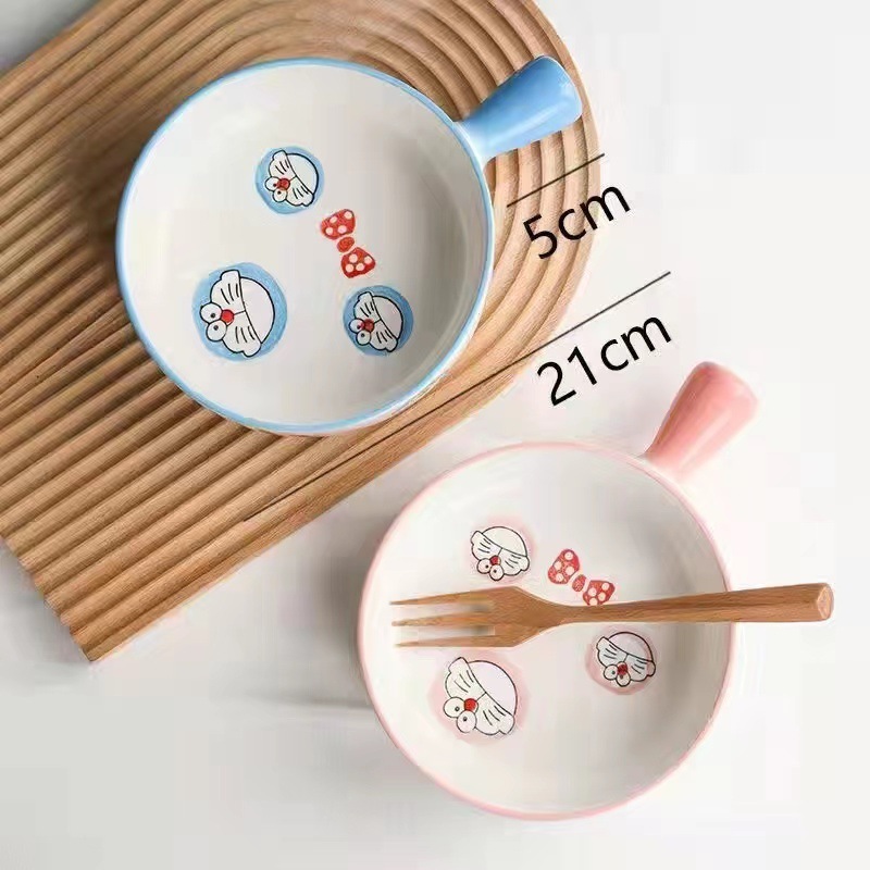 ハンドル付きのかわいいセラミックインスタントラーメンボウル、家庭用高温耐性食器、フルーツサラダボウル、シンプルなパーソナライズされたハンドルボウル|undefined