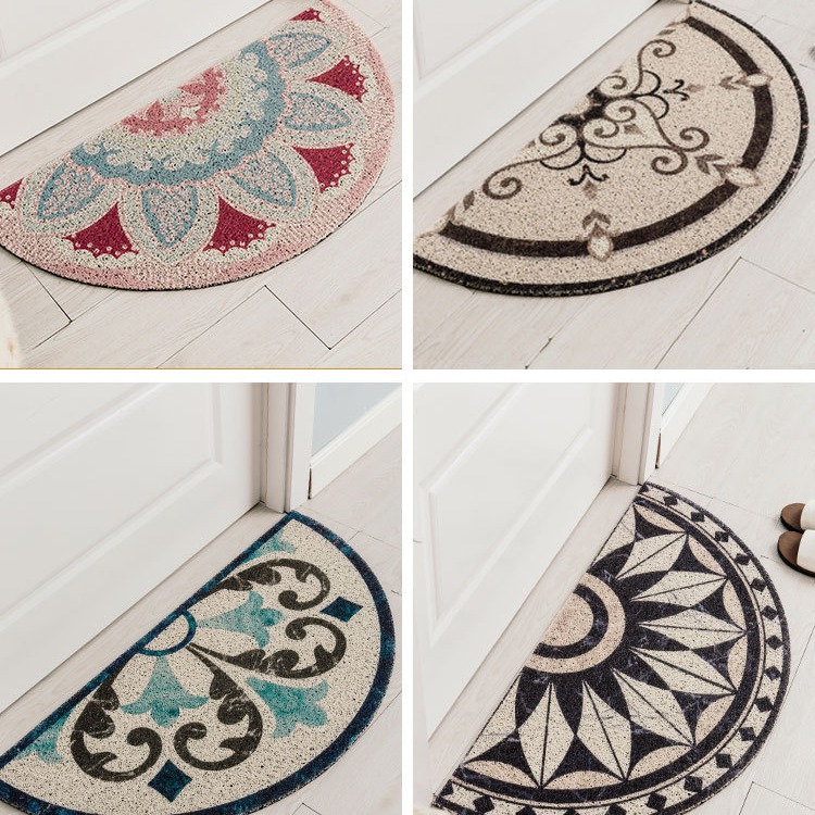 Luz de estilo europeo alfombra de puerta de lujo hogar dormitorio puerta de entrada alfombra semicírculo pie estera antideslizante estera de la puerta