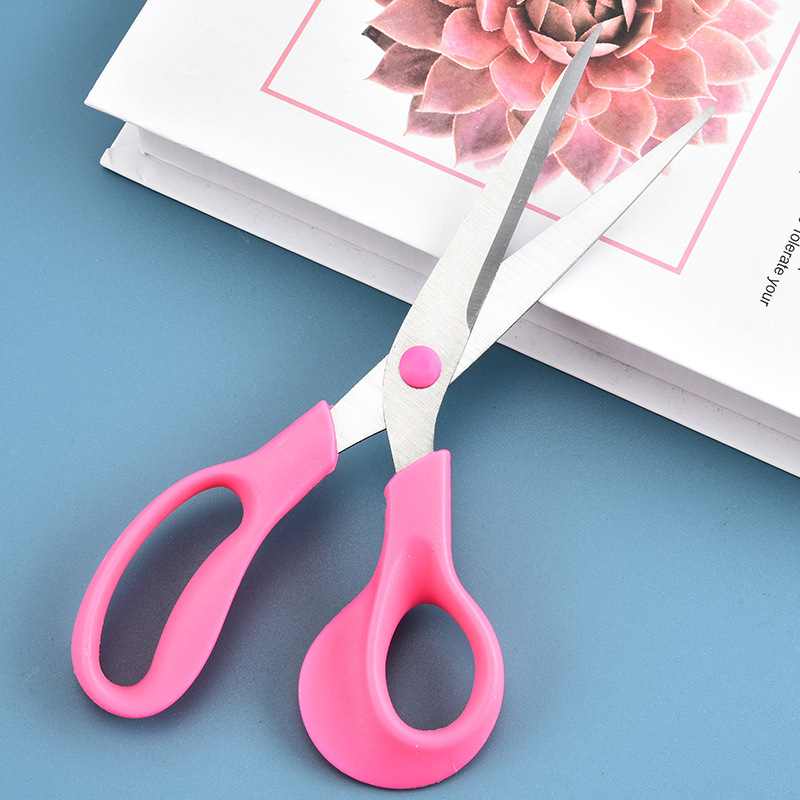 Tijeras de oficina de plástico al por mayor 12 tarjetas de papel de oficina de estudiantes de arte de acero inoxidable tijeras domésticas