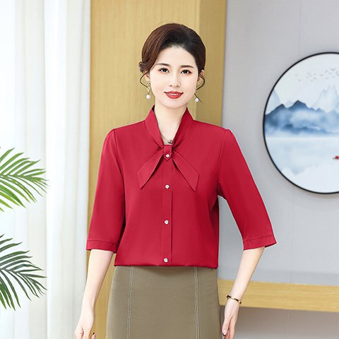 Dropshipping Middle-Aged Mom's Shirt Three-Quarter Sleeve Tops 2025 Spring and Autum New Style Western Style Shirt Women's Clothing Dropshipping Middle-Aged Mom's Shirt Three-Quarter Sleeve Tops 2025 Spring and Autum New Style Western Style Shirt Women's Clothing