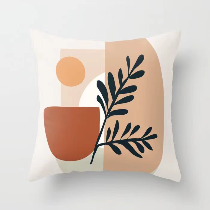 Funda De Almohada abstracta simple moderna funda de almohada de piel de melocotón geométrica simple funda de almohada de mediados de siglo