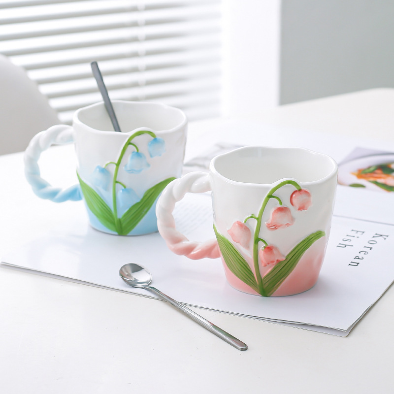 Hermosa orquídea Taza de cerámica taza de agua hogar exquisito elegante taza de café taza de té regalo