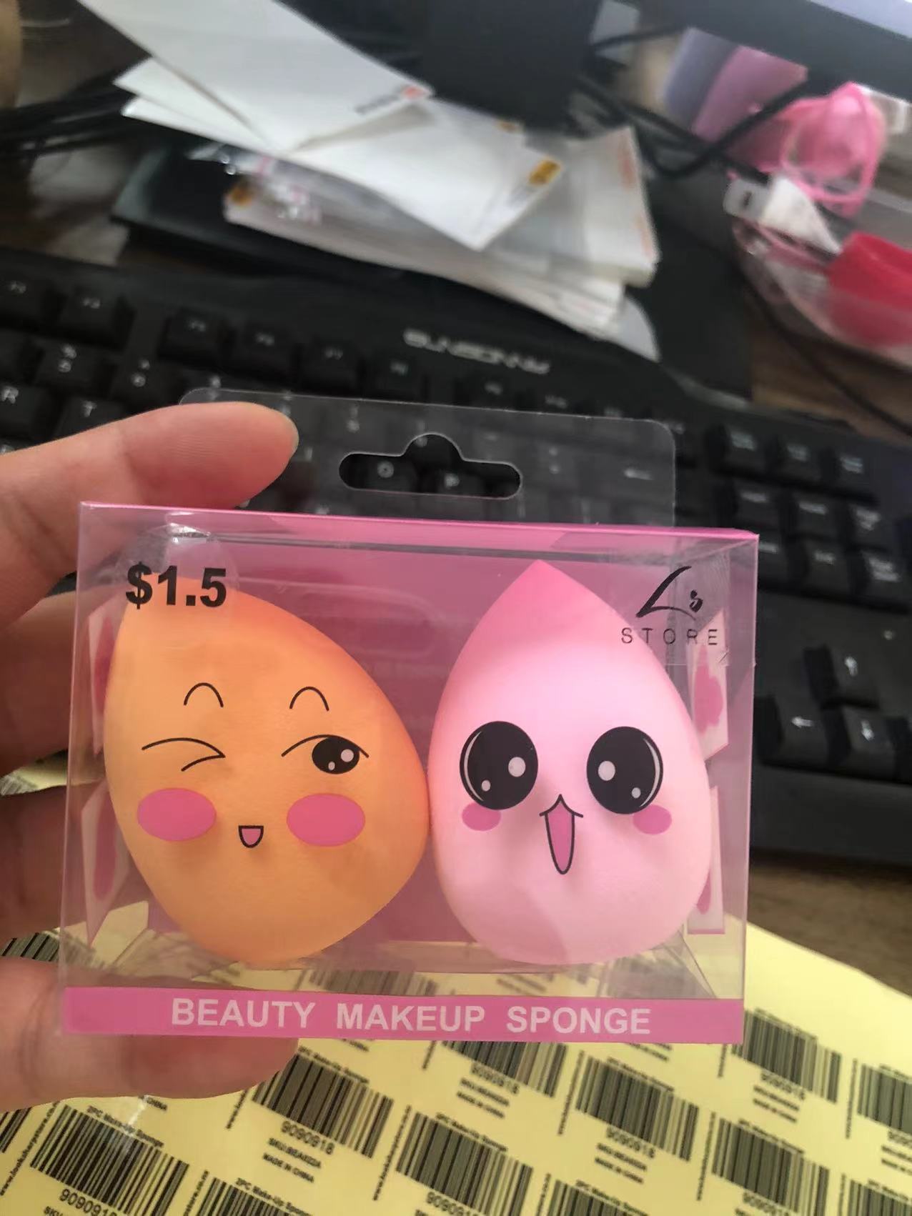 Huevos de belleza Airpuff Pvc caja húmeda y húmeda calabaza gota de maquillaje biselado huevo transparente