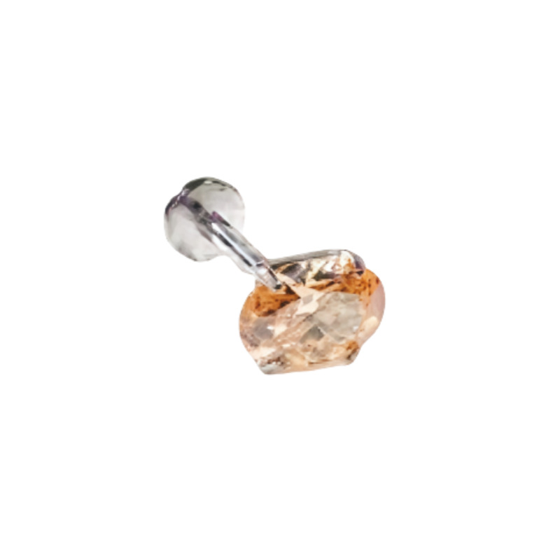 G23 Titanium Alloy Lip Nail Earrings Oval Four-Claw Inlaid Zircon Body Piercing Jewelry detail image 8