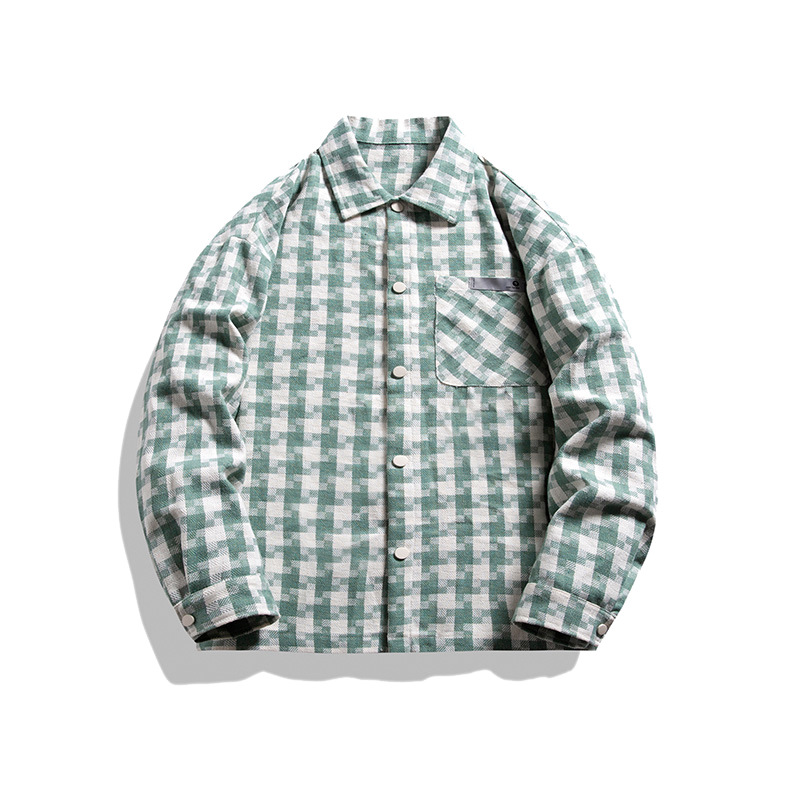 Men's clothing loose lapel shirt men's trendy versatile fashion couple jacket youth knitted plaid jacket_voghion.com
