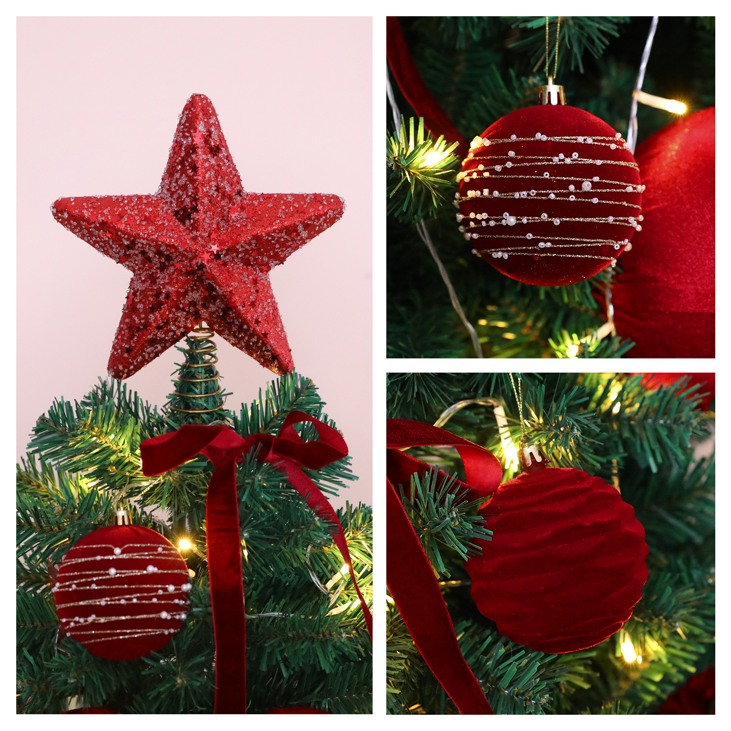 Libro rojo nuevo set de árbol de Navidad rojo vino grande interior y exterior decoración de decoración de Navidad