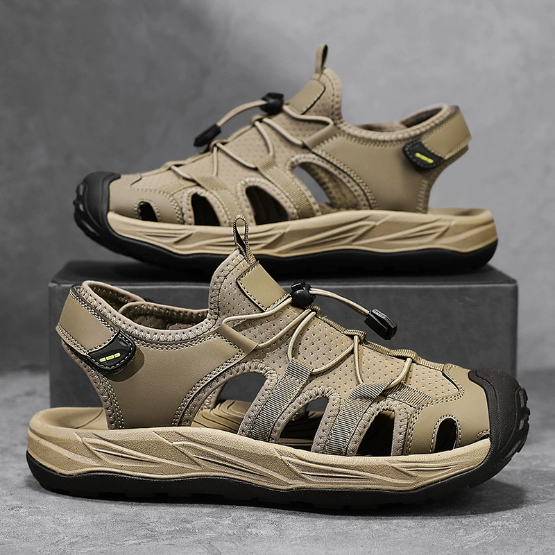Мужские летние дышащие сандалии Baotou для спорта и отдыха на открытом воздухе, пляжная обувь больших размеров, новинка 2025 года