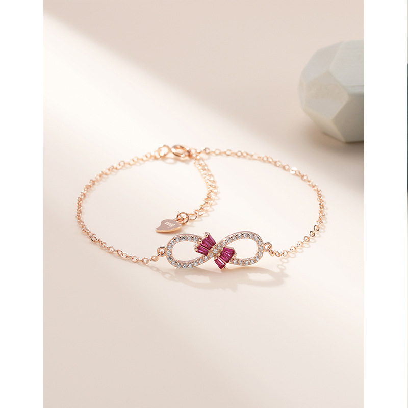 S925 plata esterlina 8-pulsera en forma de luz de lujo nicho diseño de alto grado temperamento diamante-incrustado infinito amor pulsera digital de las mujeres