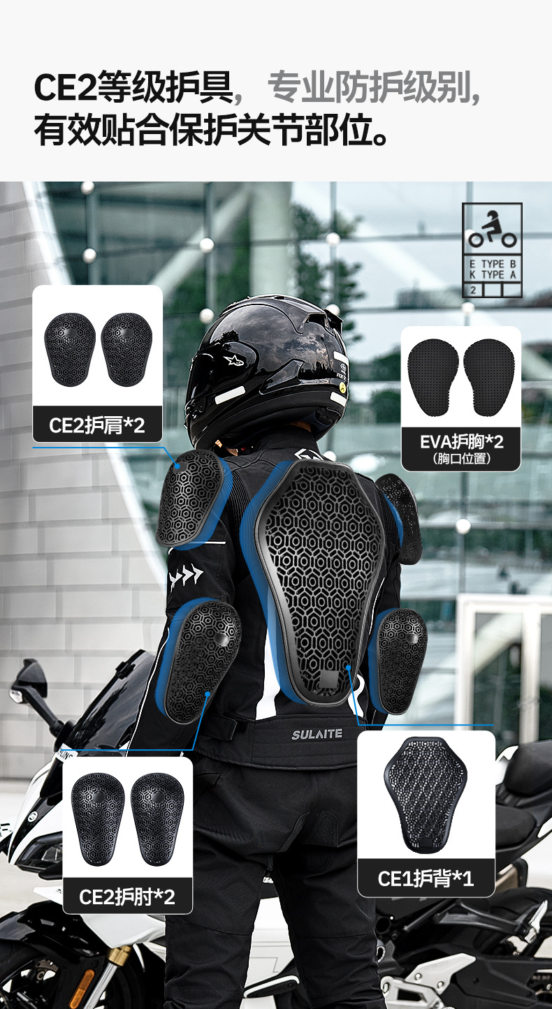 Sulaite Winter Motorcycle Riding Suit with Removable Lining, Warm and Waterproof Two-In-One Set, Anti-Fall Motorcycle Clothing
