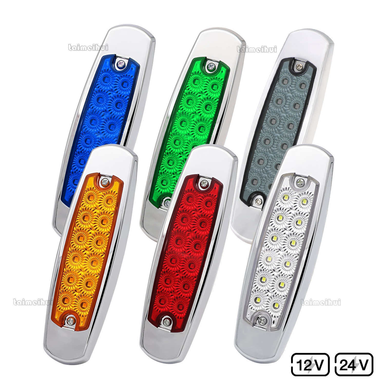 Exportación transfronteriza 12V-24V12LED luz lateral del lado del camión luz de ancho de luz de galvanoplastia marco luz lateral del lado del camión luz indicadora