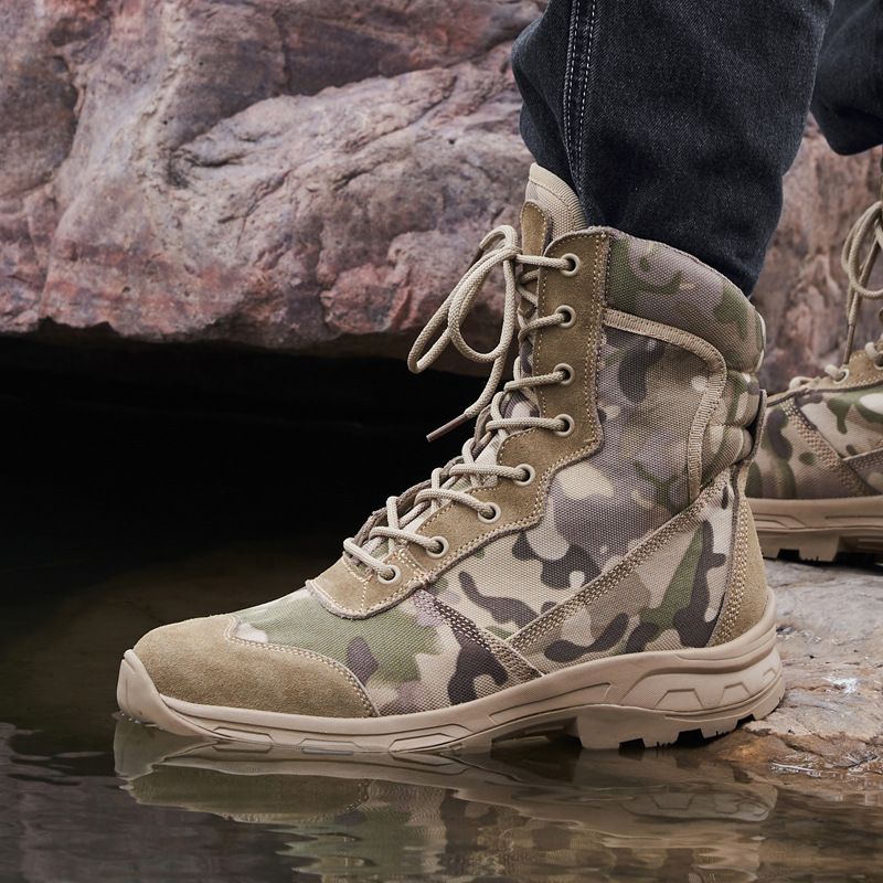 Large Size Combat Boots Medium Workwear Outdoor Hiking Shoes Mountaineering Shoes Slip Resistant Wearable Tactical Boots_voghion.com