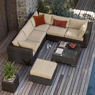 ✅ Outdoor Sofa Courtyard Terrace Balcony Aluminum Alloy Combination Outdoor Waterproof Leisure Furniture Sun Protection Rattan Chair Flower