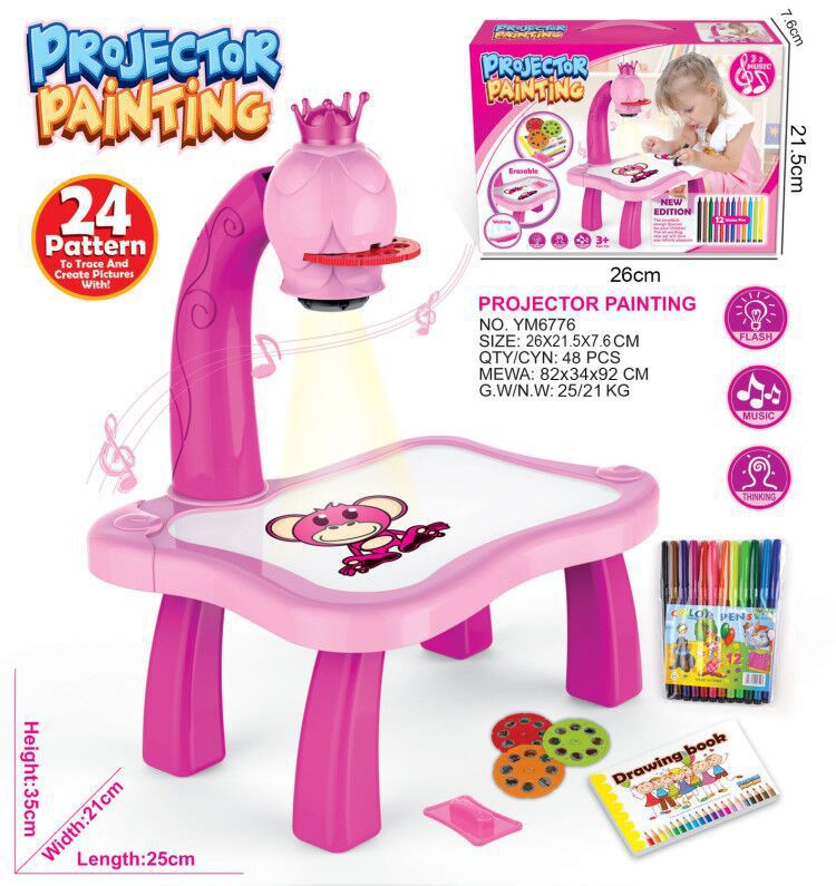 Drawing Projector Table for Kids, Trace and Draw Projector Toy, Painting Drawing Table with Music, Learning Projector Toddler Child Drawing Sketcher Desk Toy