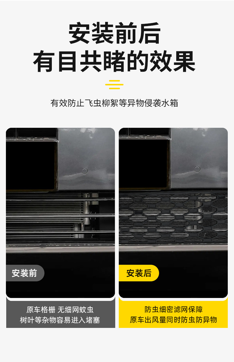 Suitable for 25 Models of Byd Tang Ldmi/Ev, Anti-Insect Net, No-Disassembly Front Bumper Condenser Box Protective Net Modification Accessories