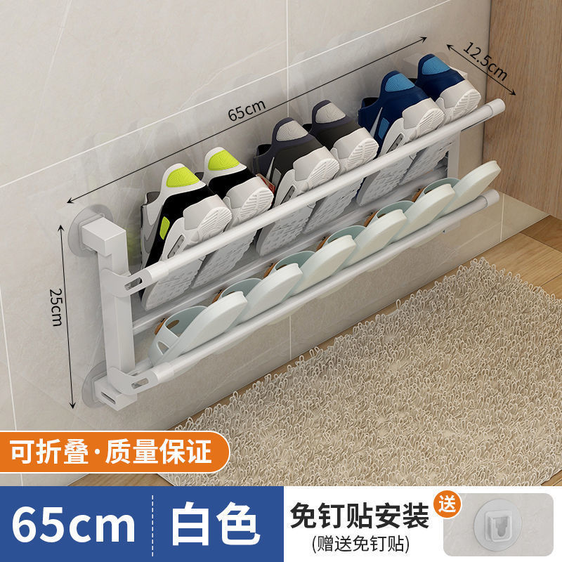 Pared del baño Soporte para zapatos colgante multifuncional Soporte para zapatos sin perforaciones para el baño Soporte para grietas en la parte trasera de la puerta al por mayor image 11