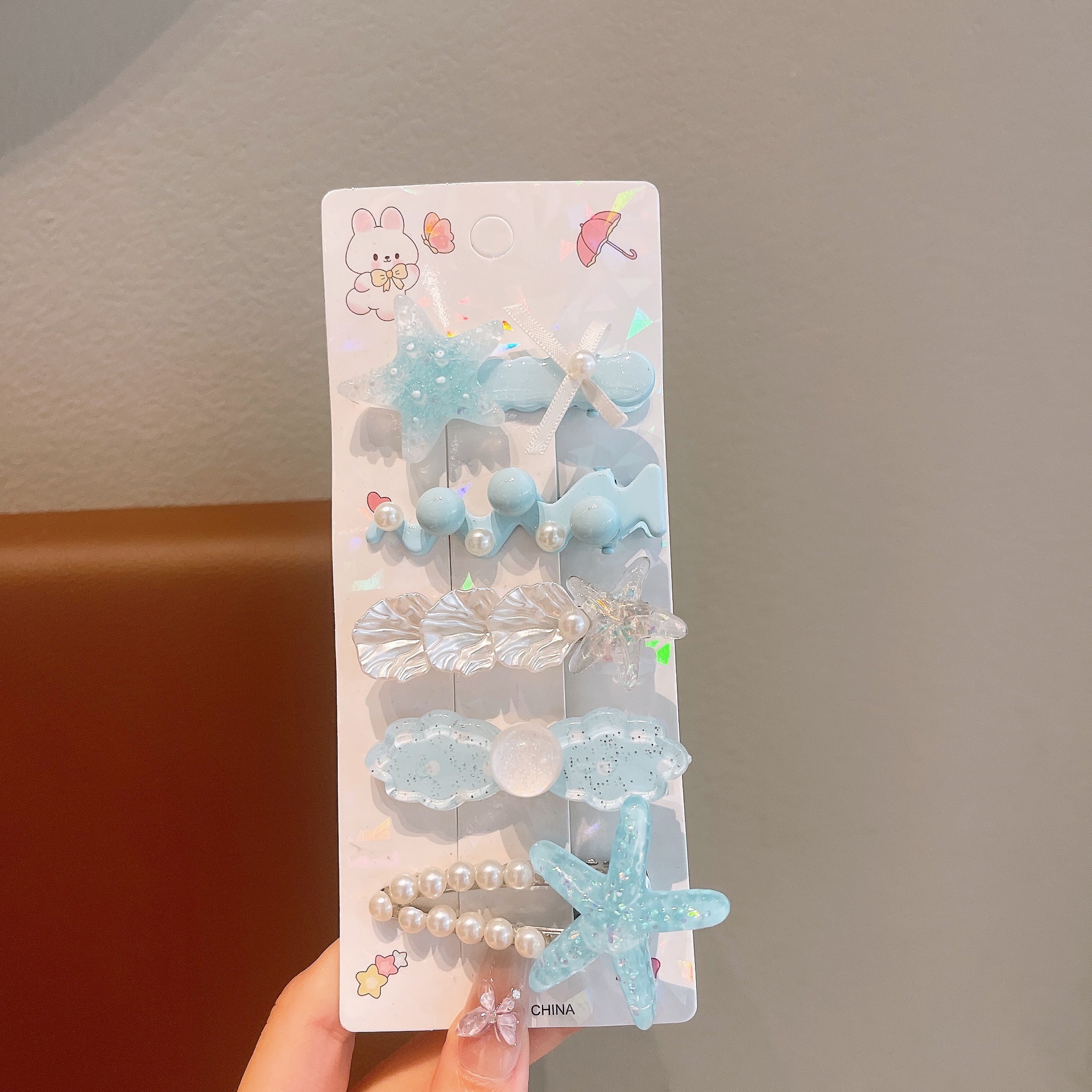 Niños de verano estrellas de mar conchas de mar lindas pinzas de cabello pinzas de boca de pato pinzas de cabello perlas pinzas de cabello niños al por mayor