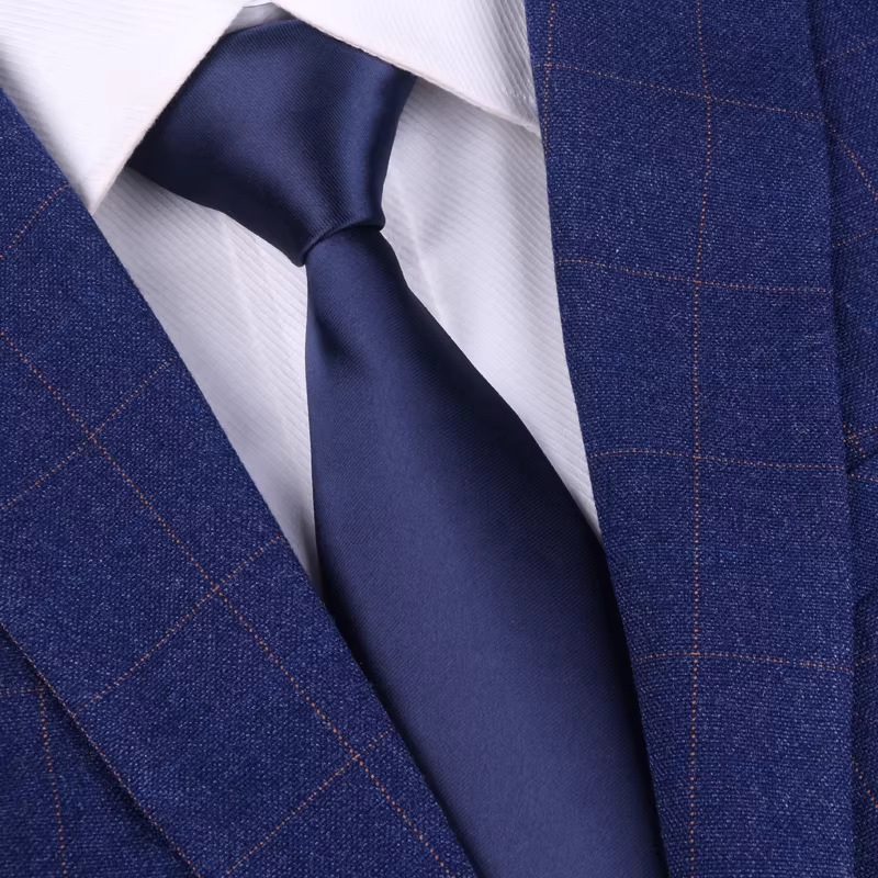 (지퍼 불필요) 8cm 네이비 블루 글로시 타이