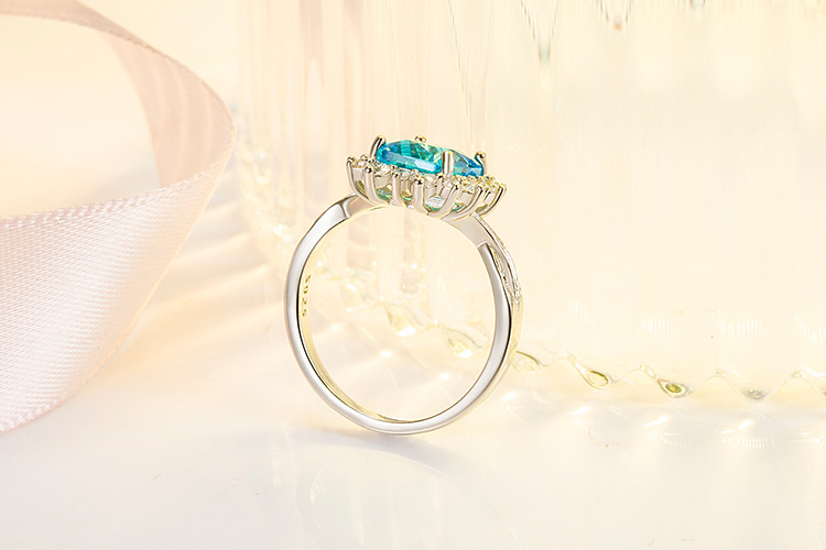 brushed blue zircon fashion jewelry inlaid full diamond blue crystal ringpicture6