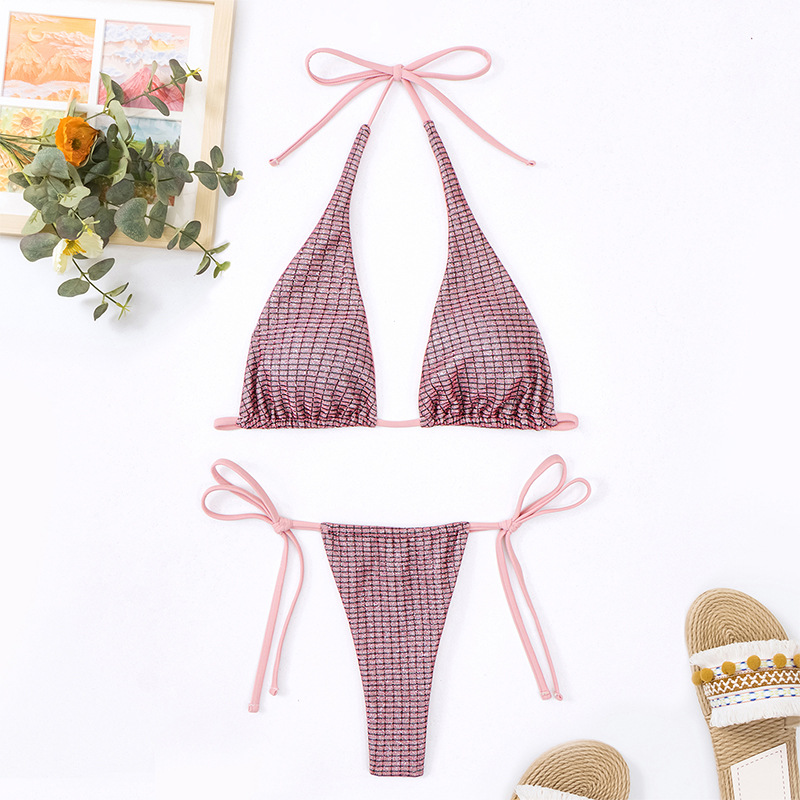 210g Weight Sexy Feel Of Sensation Low Waist Panties Waist Bikini Panties Style Bra&Panty Set Bra Category Polyester Fabric Type 2 Pieces Set Quantity Swimming Pool, Beach Occasion Stripe, Solid Color Pattern Triangle Cup Bra Cup Women's Gender Women's Stripe Solid Color 2 Pieces Set Bikinis Swimwear 23