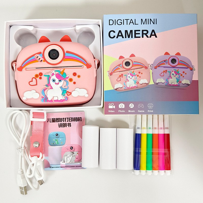Nueva cámara de impresión Cámara digital para niños Polaroid lindo juguete de dibujos animados mini cámara de impresión HD