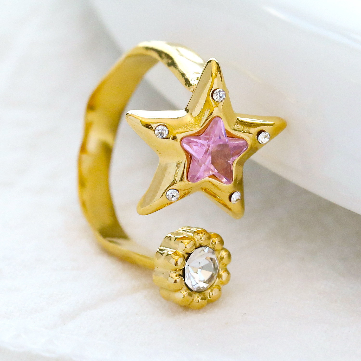 12g Weight Real Gold Plated Plating Material Open Rings Classification One Size Ring Size 1 Piece Quantity Daily Occasion 304 Stainless Steel Material Star Pattern Women's Gender Simple Style Style Waterproof Non Tarnish Craft Real Gold Plated Star 304 Stainless Steel Simple Style Waterproof Non Tarnish Open Rings 10