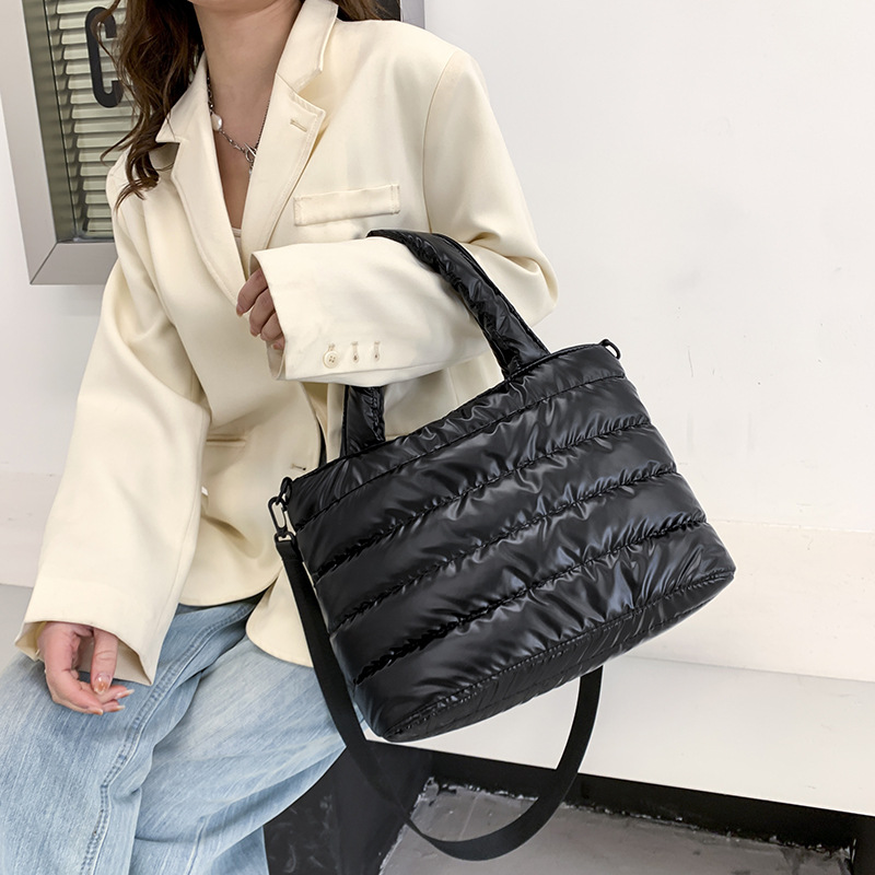 Bolso de algodón para mujer, estilo nuevo transfronterizo, bordado, de algodón espacial, bolso de hombro, bolso cruzado informal brillante y moderno para mujer