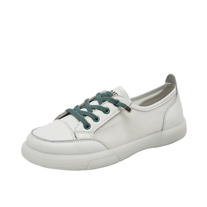Giày sneaker nữ trắng mesh thoáng khí đế bằng — Màu be A81