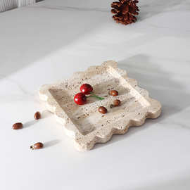 新中式大理石方形创意水果盘家用客厅桌面收纳托盘珠宝项链展示盘