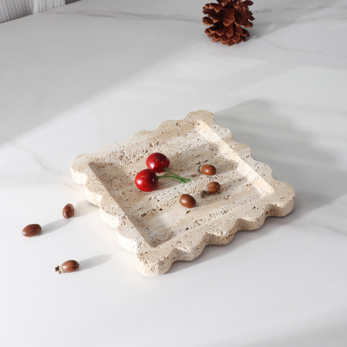 New Chinese style marble square creative fruit plate home living room desktop storage tray jewelry necklace display tray