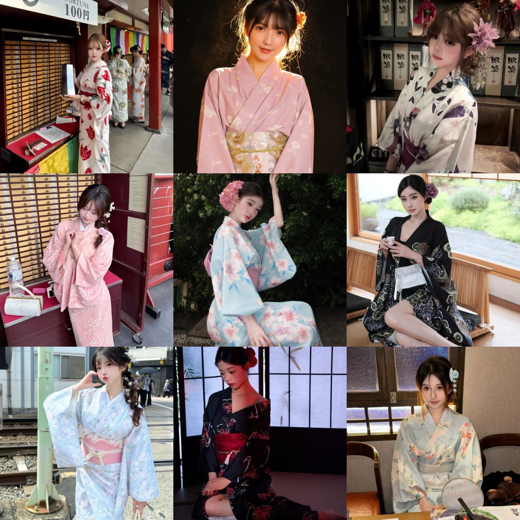 Japanese-Style Kimono for Women, New Improved Model, Japanese-Style Yukata Formal Photo Dress, Traditional Photography Clothing