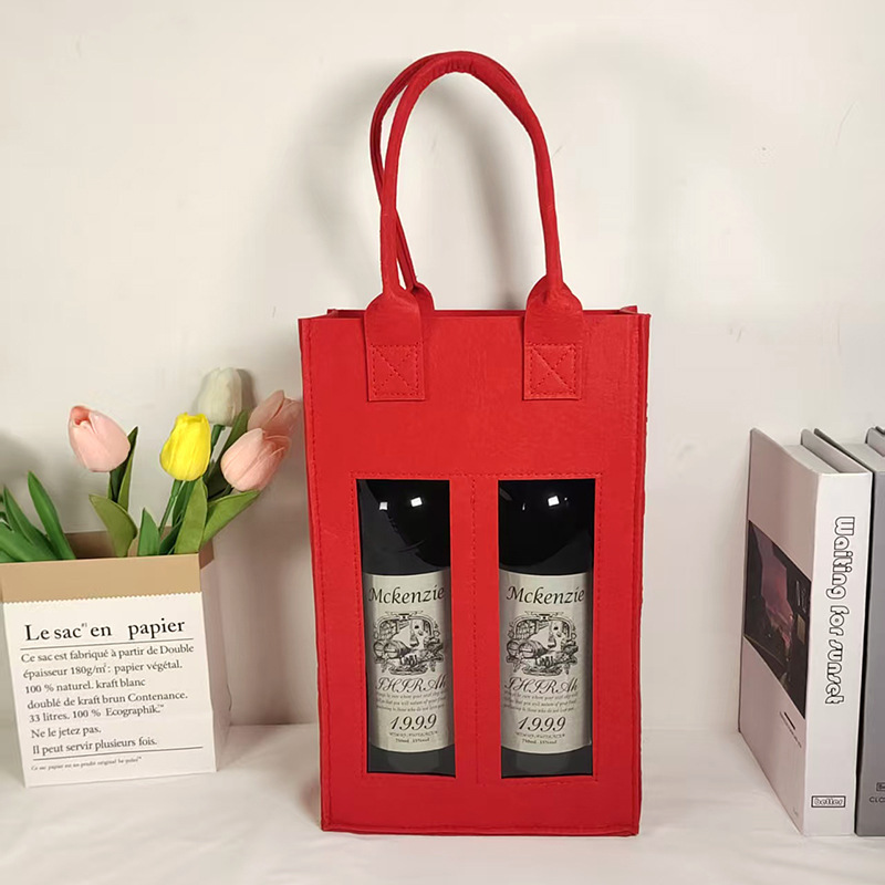 Filz Weintasche aus Filz mit Griff, Rotweingift-Box, Flaschenweintasche zum Tragen, faltbar, tragbar, Geschenktasche zur Aufbewahrung