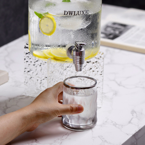 Glass cold kettle with faucet large capacity fruit tea bucket bucket beverage bucket water cup water set cold kettle